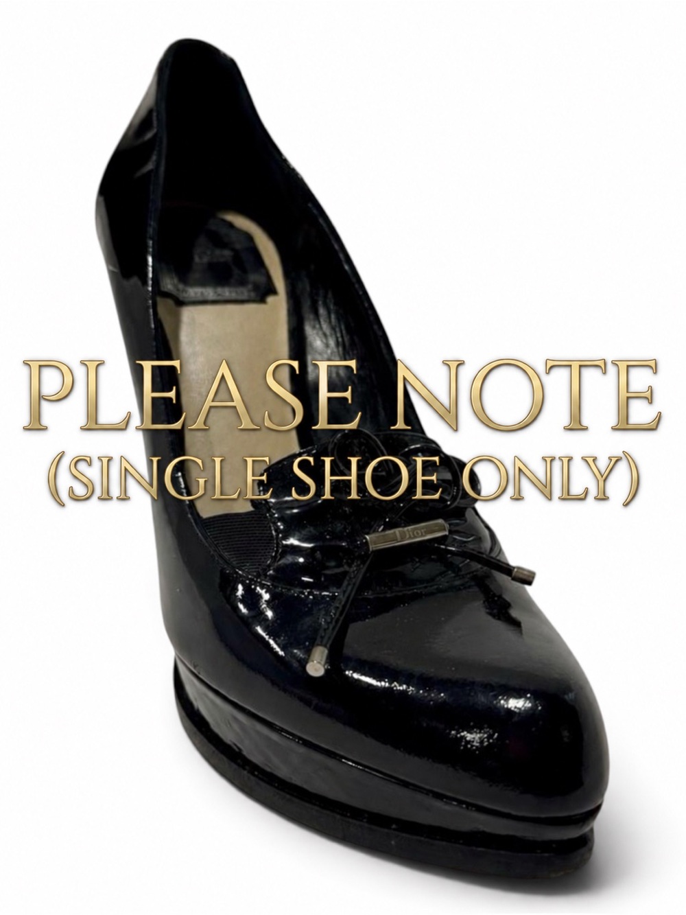 Christian Dior Black Patent Platform Bow Pump Y2K SINGLE SHOE
